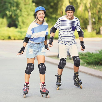 JBM Skating Protective Gear Adult Skateboard Helmet Knee and Elbow Pads with Wrist Guards for Inline Roller Skating, Skateboarding, Scootering