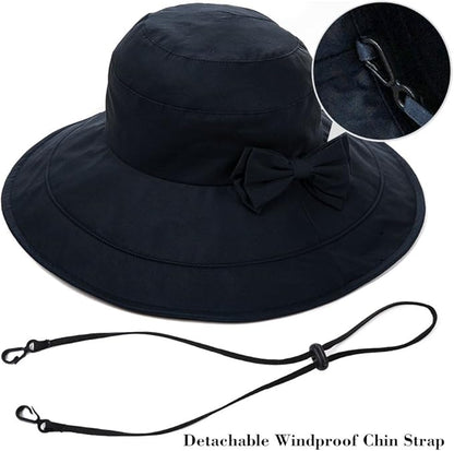 Comhats Packable Summer Cotton Sun Hat Bucket for Women UV Protection Wide Brim Beach Gardening Travel 54-64CM