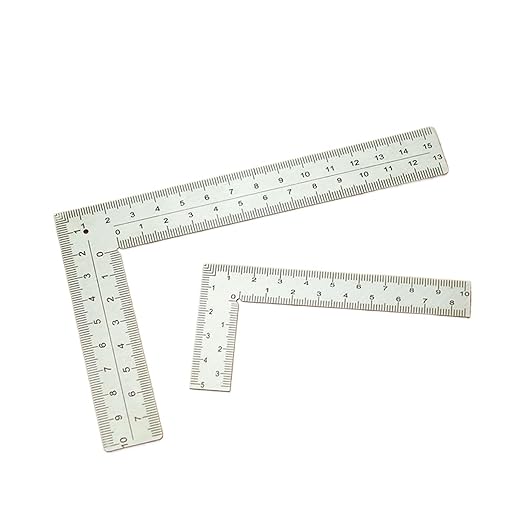 Stainless Steel Framing Square Ruler (5x10cm & 10x15cm), Double Scale Right Angle Measuring Tool for Carpentry & Woodworking