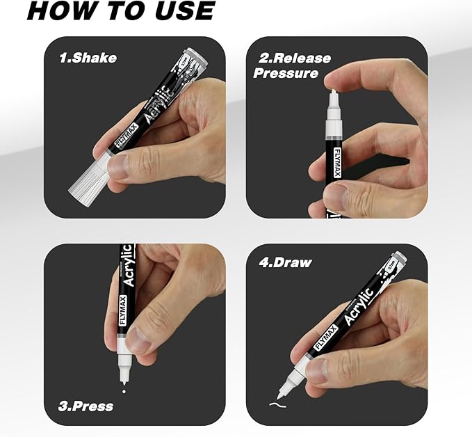 Blue Marker Paint Pens - Permanent Marker Pens Blue Acrylic Paint Water-Based 0.7mm Fine Tip Waterproof Quick-Drying (3 in 1Pack)