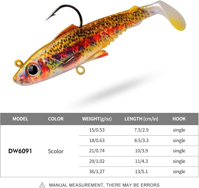 Fishing Soft Plastic Lures - Pre-Rigged Soft Fishing Lures - Great Action Swimbaits with Spinner - Fishing Gear for Bass Trout Walleye, Crappie Fishing Jigs Bait