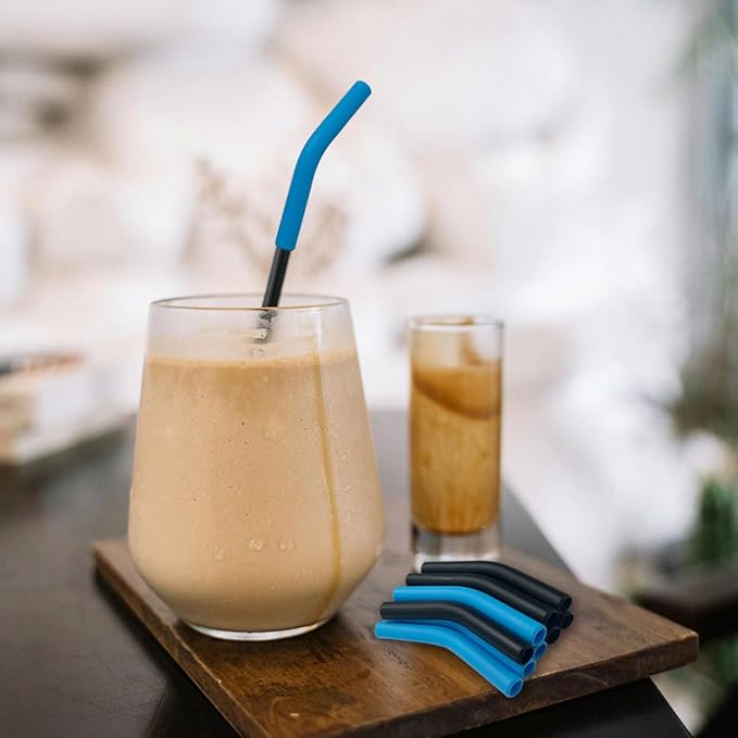 10 Pcs 8mm Silicone Flex Tips Elbows Cover，Repeatable Stanley Cup Tumbler Rubber Straw Covers Nozzles for 1/3 Inch Straw(black)