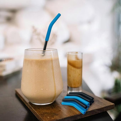 10 Pcs 8mm Silicone Flex Tips Elbows Cover，Repeatable Stanley Cup Tumbler Rubber Straw Covers Nozzles for 1/3 Inch Straw(black)