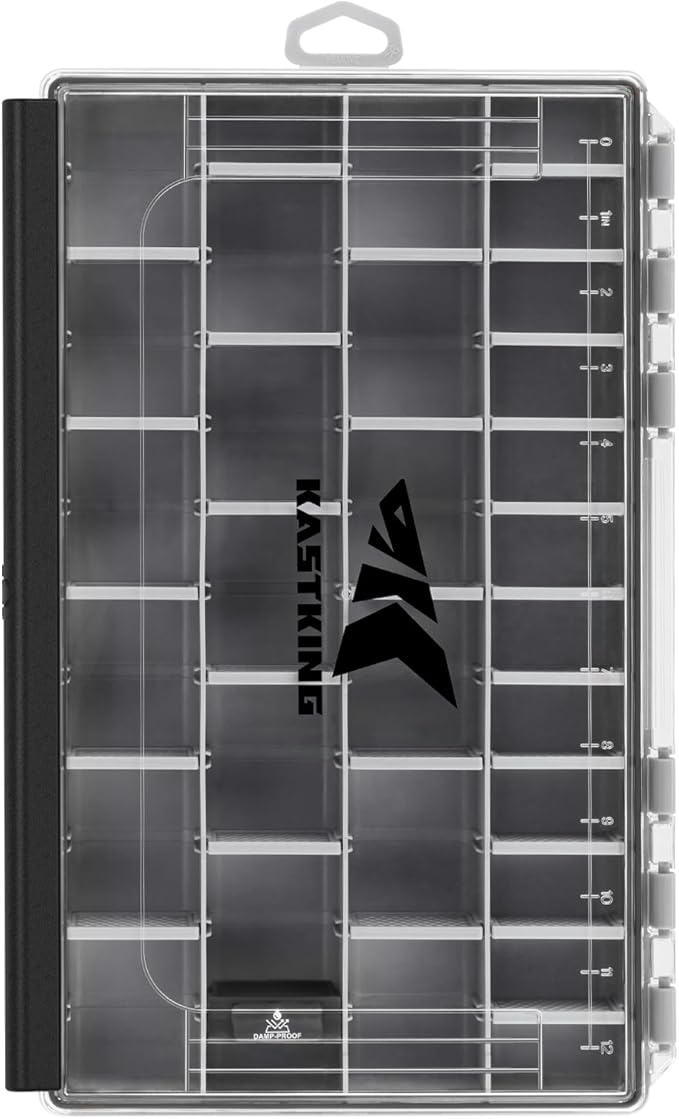 KastKing HyperSeal Waterproof Tackle Box, 3600 and 3700 Tackle Trays, Fishing Tackle Box Organizer with Removable Dividers, Lure Box and Terminal Tackle Storage,Black