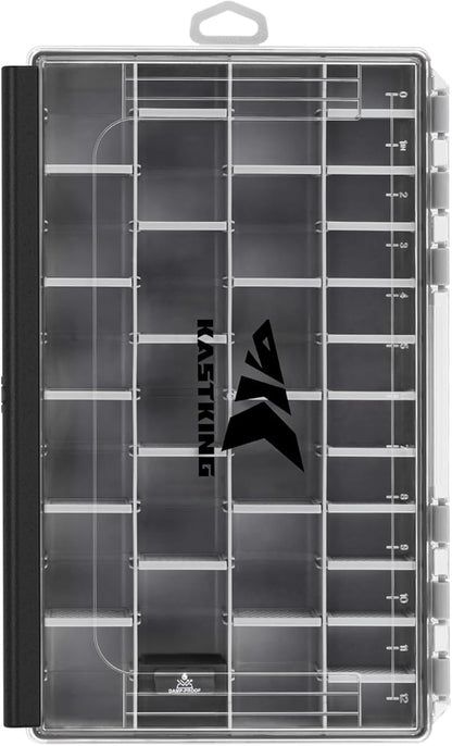 KastKing HyperSeal Waterproof Tackle Box, 3600 and 3700 Tackle Trays, Fishing Tackle Box Organizer with Removable Dividers, Lure Box and Terminal Tackle Storage,Black