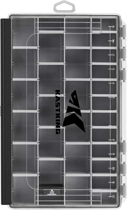 KastKing HyperSeal Waterproof Tackle Box, 3600 and 3700 Tackle Trays, Fishing Tackle Box Organizer with Removable Dividers, Lure Box and Terminal Tackle Storage,Black