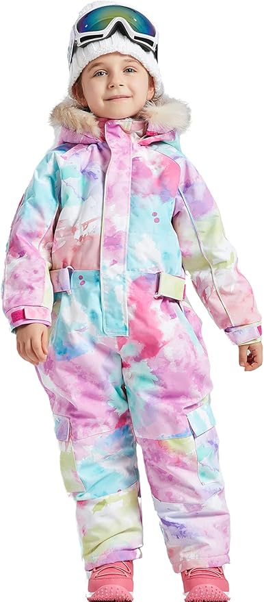 Kids Girls Boys Waterproof Colorful One Piece Snowsuits Coveralls Ski Suits Jackets Winter Jumpsuits