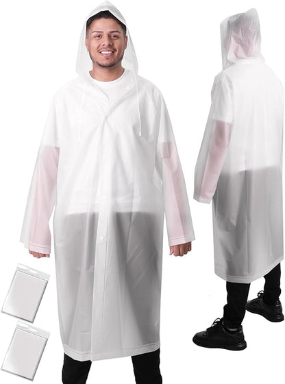 ANYOO Rain Ponchos for Adults Lightweight Reusable Raincoats for Men Women Emergency Rain Jacket with Hood 2 Pack