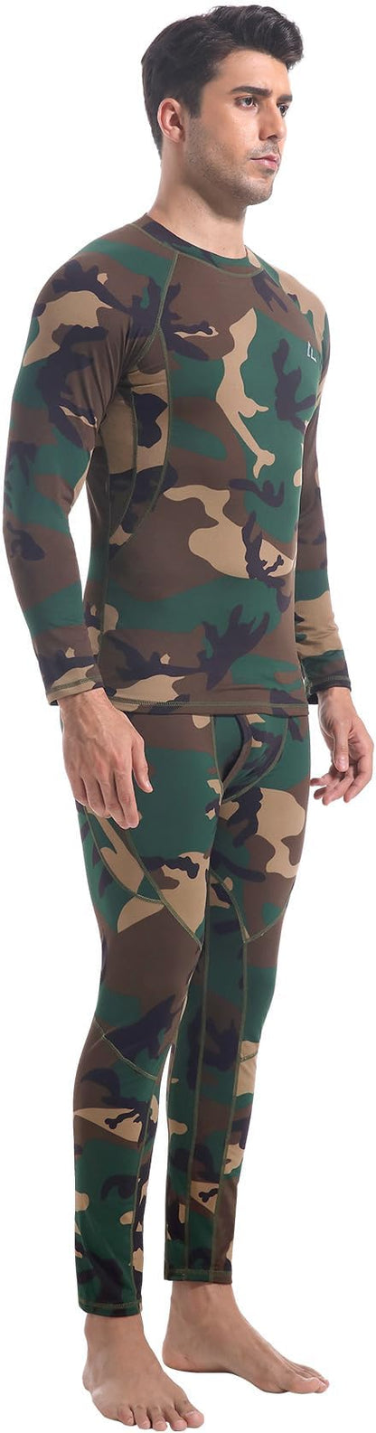 CL convallaria Mens Thermal Underwear Set with Fly Long Johns Base Layer Winter Hunting Gear Sport Top and Bottom