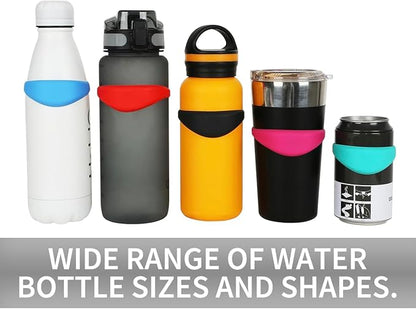 Neo Magnetic Silicone Ring Strap for Water Bottle - Water Tumbler Strap Versatile Sports Bottle Ring - Water Bottle Carrier Strap for Gym, Backpack, Belt, Hiking, Outdoors & More (Teal)