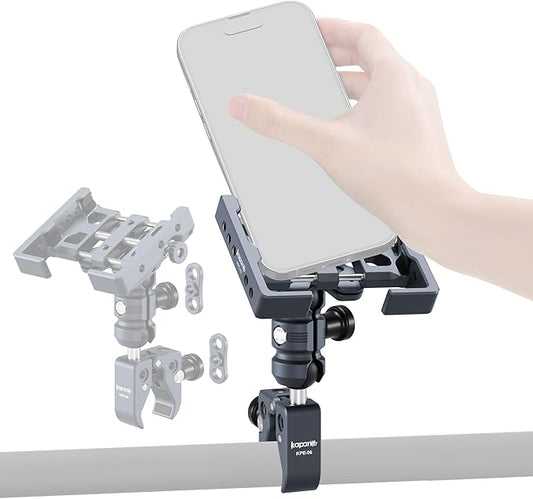 Anti-Theft Shock-Absorbing Phone Holder Kit, Aluminum Double Socket Arm and Handlebar Strong Rod Clamp, Installed on 0.55-1.77" Diameter Rail Round Rod (KPS-15)