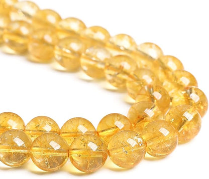 4MM 86PCS Natural Citrine Yellow Quartz Crystal Round Spacer Loose Beads for Jewelry Making 15 inches DIY Bracelet Necklace