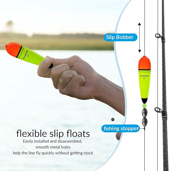 THKFISH Slip Bobbers Floats EVA-Slider-Bobbers Slip Corks for Sea Fishing Catfish Bobbers Assortment Freshwater 4PCS 4", 6", 7"
