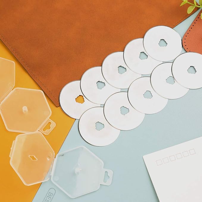 Rotary Cutter, Rotary Fabric Cutter with Safety Lock, Included Extra 10 Pack 45mm Blades, Rotary Cutter Tool for Quilting Sewing Arts Crafts