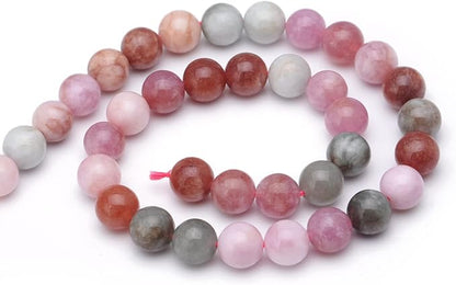 Youngbling Natural Gemstone Beads for Jewelry Making,8mm Rainbow Stone Jade Polished Round Smooth Stone Beads,Genuine Real Stone for Bracelet Necklace 15 Inch(Rainbow Stone,8mm)