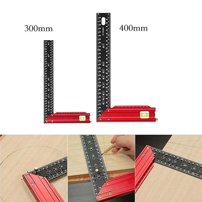 Carpenter Square,90 Degree Aluminum Alloy Framing Square,Carpenters-Square with 300mm and 400mm Scale Handle, Right Angle Ruler,Built-in Level Bubble, Framing Tools, L Shape Ruler(300mm)