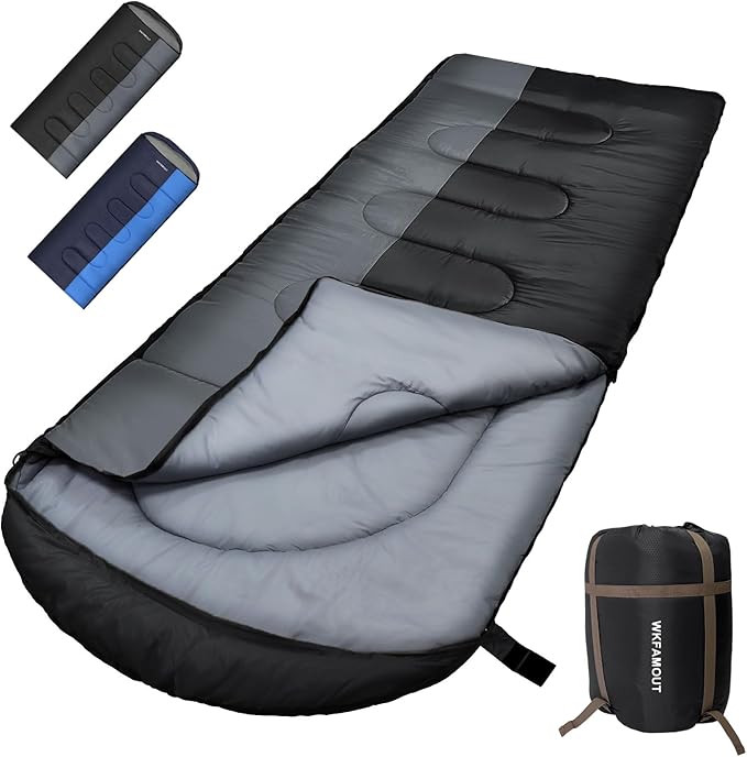 XL 10 Degree Sleeping Bags Waterproof for Adults 350GSM Machine Washable with Compression Sack for 3-4 Season Camping Outdoor