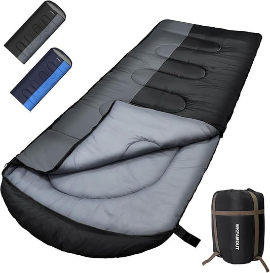 XL 10 Degree Sleeping Bags Waterproof for Adults 350GSM Machine Washable with Compression Sack for 3-4 Season Camping Outdoor