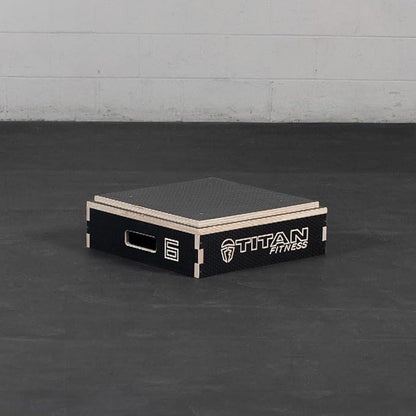 Titan Fitness Anti-Slip 6in Stackable Wooden Plyometric Box, Pro-Duty Plyo Box, Jump Step-Up Box Squat, Home Garage Gym Training