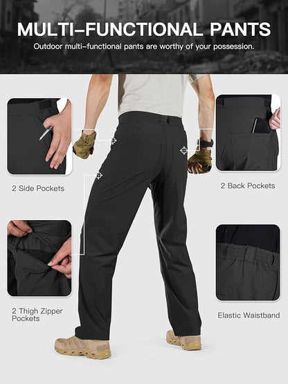 FREE SOLDIER Men's Outdoor Cargo Hiking Pants with Belt Lightweight Waterproof Quick Dry Tactical Pants Nylon Spandex