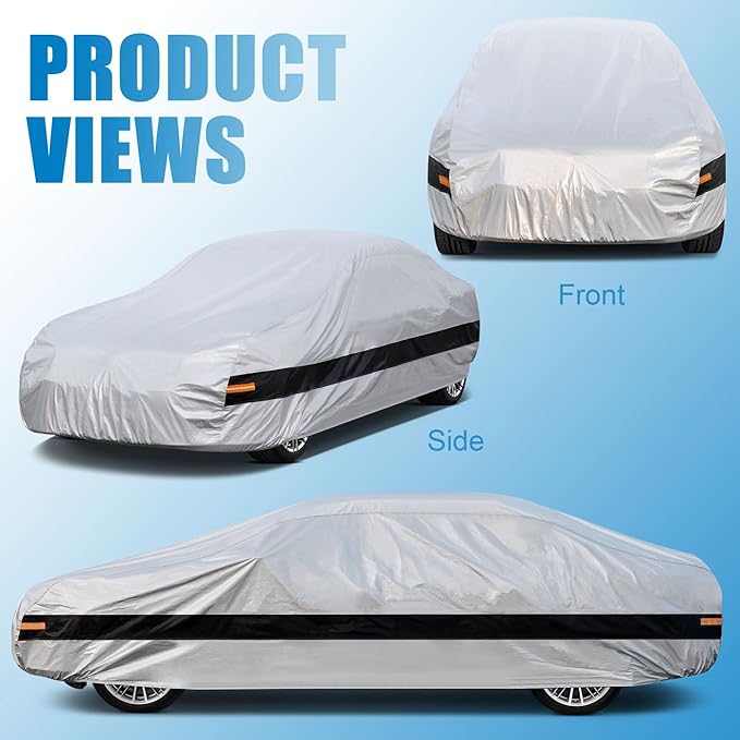 10 Layer Car Cover Waterproof All Weather for Coupe,100% Waterproof Outdoor Car Covers Custom Fit for Mazda Miata MX5 MX-5, Toyota Mr2, Pontiac Solstice, Kia Rio,etc Silver