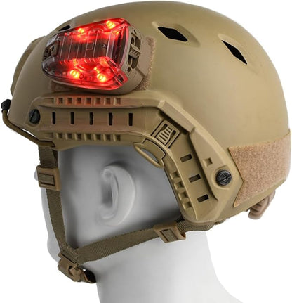 Tactical Helmet IR Strobe Light, Identification Light with Optional 4 Modes, Survival Signal for Outdoor Sports (Brown Base-Red)