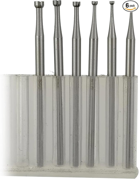 𝐋𝐮𝐨 𝐤𝐞 6 Pcs Open Mouth Cup Burr - 3/32'' Shank Jewelry Setting Cup Burs Wire Rounder Bits Lapidary Making Bits for Rotary Tools includes Dremel (008-023)