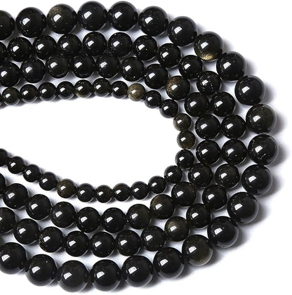 8MM 46PCS Natural Stone Golden Obsidian Loose Spacer Beads for Jewelry Making DIY Bracelet