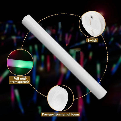 44 PCS Foam Glow Sticks Bulk with 3 Modes Colorful Flashing, Glow Sticks Pack, Foam Light Up Sticks, Glow in Dark Party Supplies for Wedding, Raves, Party, Halloween, 4th of July