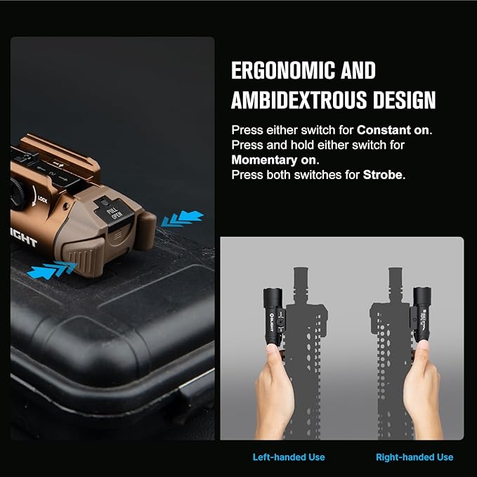 OLIGHT PL Turbo Weaponlight, 800-Lumen 515 Meters Long-Range Tactical Flashlight, 66,300 High Candela Compact Rail-Mounted Light with Strobe Function and Rail Locating Keys, Fits Picatinny and GL Rail