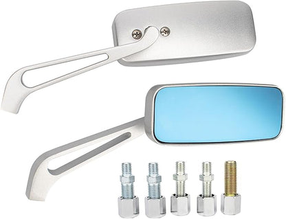 Motorcycle 8mm 10mm Rectangle Rear View Side Mirrors Chrome for Cruiser Chopper Honda Yamaha Suzuki
