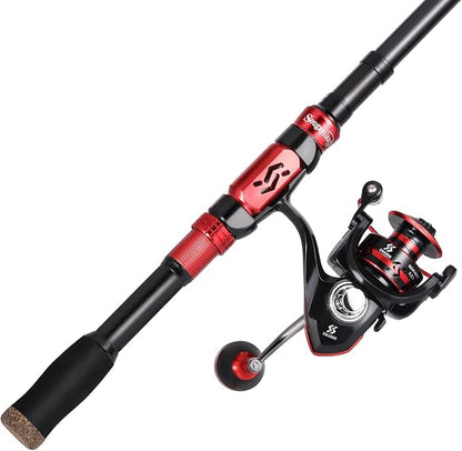 Sougayilang Fishing Pole with Spinning Reel Portable Fishing Rod Reel Combos