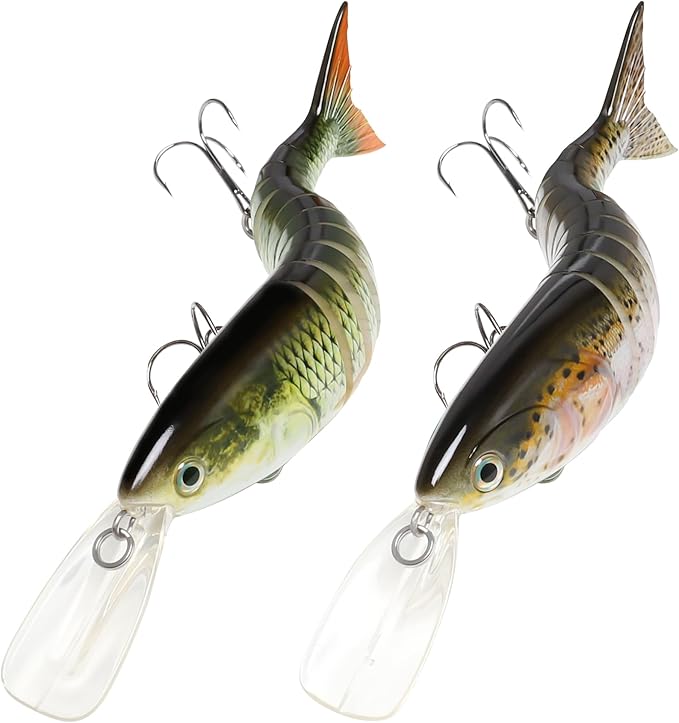 GOTOUR Fishing Lures for Freshwater or Saltwater, Easy to Use for Family Fishing Beginner and Pros, Most Lifelike Jointed Swimbait，Slow Sinking Bass Pike Panfish Walleye Lures, Fishing Gifts for Men