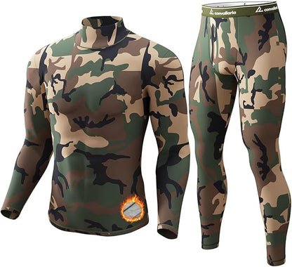 CL convallaria Long Johns Thermal Underwear for Men Soft Fleece Lined Base Layer Cold Weather Top Bottom Gift Set