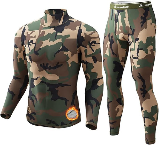 CL convallaria Long Johns Thermal Underwear for Men Soft Fleece Lined Base Layer Cold Weather Top Bottom Gift Set