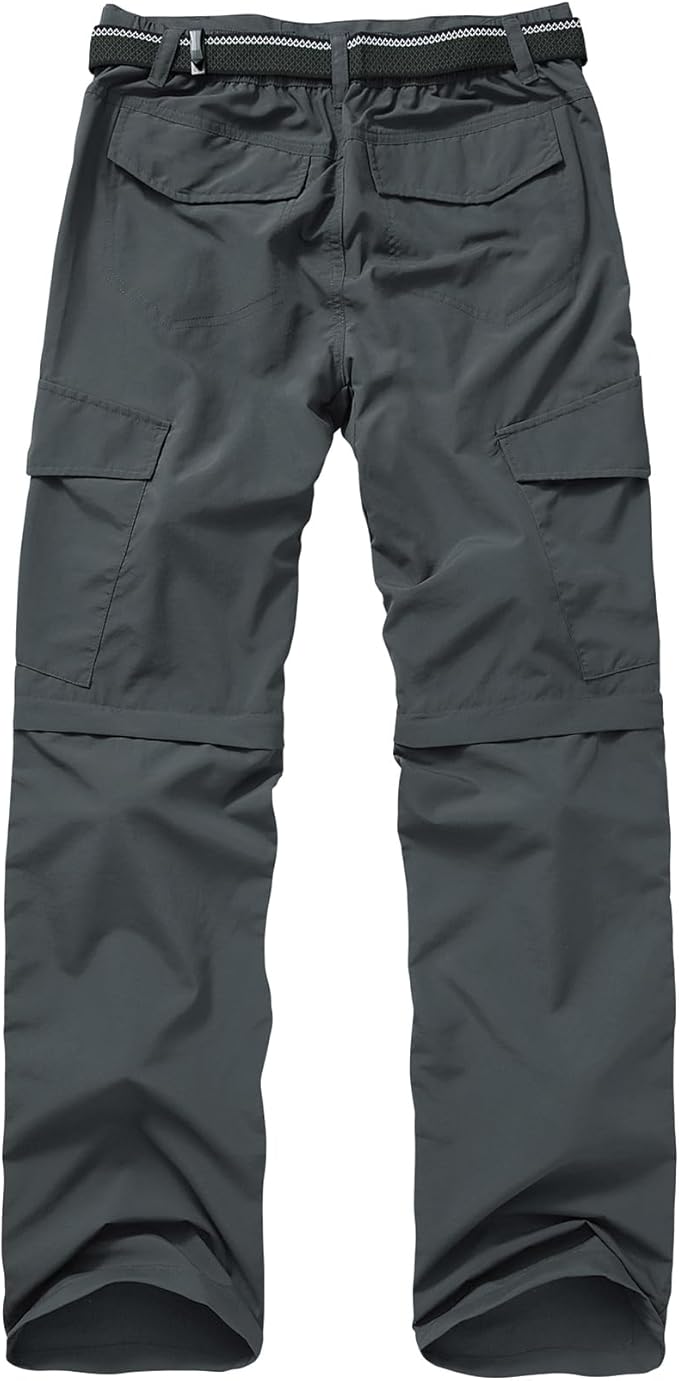 Mens Hiking Pants Quick Dry Lightweight Fishing Convertible Zip Off Safari Trousers
