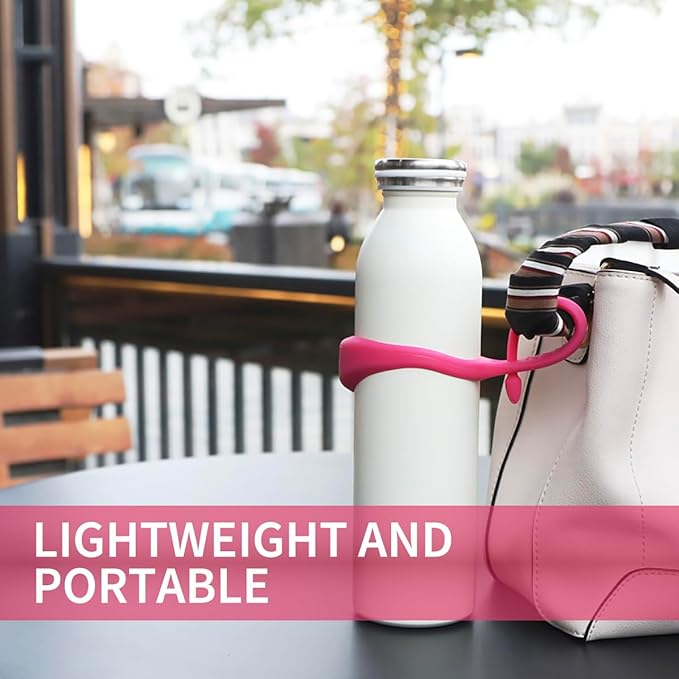 Neo Magnetic Silicone Ring Strap for Water Bottle - Water Tumbler Strap Versatile Sports Bottle Ring - Water Bottle Carrier Strap for Gym, Backpack, Belt, Hiking, Outdoors & More (Fuschia)