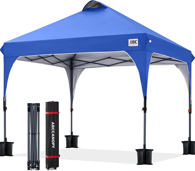 ABCCANOPY Outdoor Pop up Canopy Tent, 8x8 Instant Portable Canopy for Camping, Beach, Backyard, Sapphire Blue