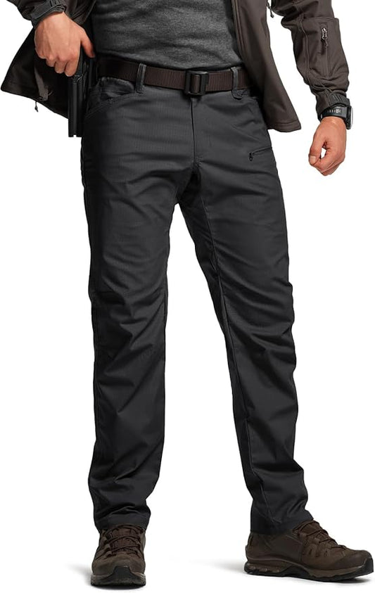 CQR Men's Flex Stretch Tactical Pants, Water Resistant Ripstop Cargo Pants, Lightweight EDC Outdoor Work Hiking Pants