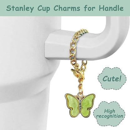 Stanley Cup Accessories Set,Including 2 Pcs 0.4in Straw Cover, 1 Silicone Spill-Proof Stopper, 1 Cute Handle Charm, 1 Silicone Boot Fits Stanley 40&30 Oz Tumbler (Eucalyptus Green)