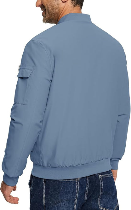 TBMPOY Men's Fall Jacket Winter Windbreaker Bomber Zip Up Padded Softshell Warm Windproof Casual Coat