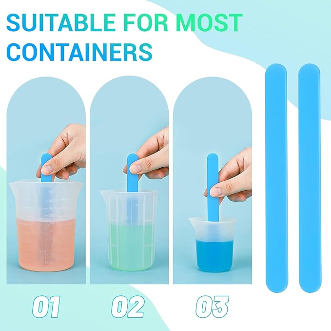 Gartful 6PCS Large Silicone Stir Sticks, Reusable Epoxy Resin Stir Sticks for Resin Mixing, Paint, Making Glitter Tumblers Cups, Arts, Crafts, Facial Mask Stirring Rods, 6.3" Long, Blue
