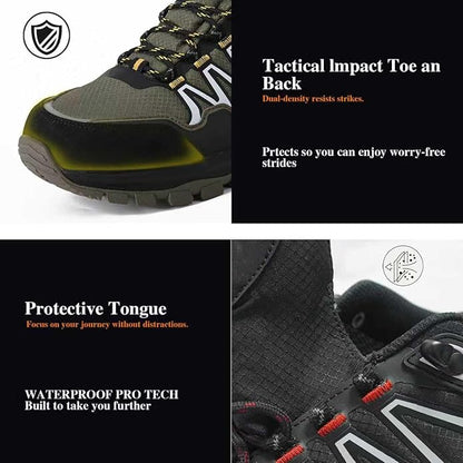 Queday Mens Waterproof Hiking Shoes Lightweight Outdoor Walking Shoes Breathable Hike Trekking Trails Camping Climbing