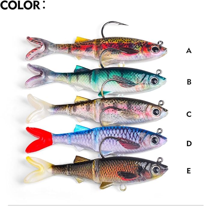 Fishing Soft Plastic Lures - Pre-Rigged Soft Fishing Lures - Great Action Swimbaits with Spinner - Fishing Gear for Bass Trout Walleye, Crappie Fishing Jigs Bait