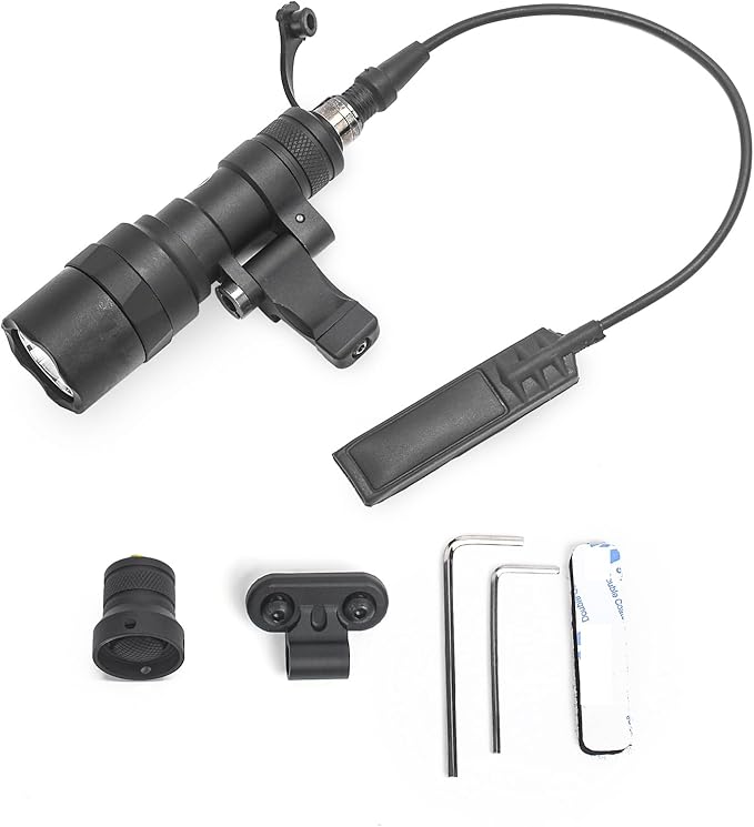 NOBUHIRO M300C 300 Lumens Tactical Flashlight, NO Logo Version with Replaceable Mounting Rotating Base for 20mm Picatinny & Mlok/Keymod Rail, with Remote Pressure & Push Button Switch