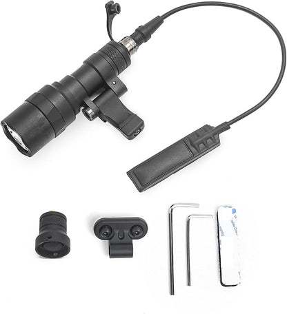 NOBUHIRO M300C 300 Lumens Tactical Flashlight, NO Logo Version with Replaceable Mounting Rotating Base for 20mm Picatinny & Mlok/Keymod Rail, with Remote Pressure & Push Button Switch