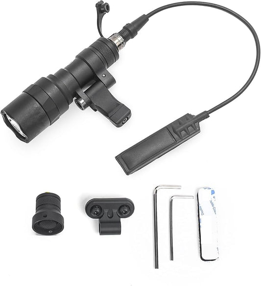 NOBUHIRO M300C 300 Lumens Tactical Flashlight, NO Logo Version with Replaceable Mounting Rotating Base for 20mm Picatinny & Mlok/Keymod Rail, with Remote Pressure & Push Button Switch