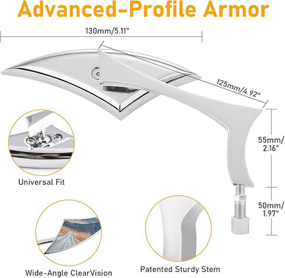 Sturdy Harley - Davidson Motorcycle Mirrors, Sporter Spear Blade Softail Rear View Side Mirrors for 1982-2018 2019 2020 Street Glide Scooter Cruiser Highway Riding and Urban Commuting (White)