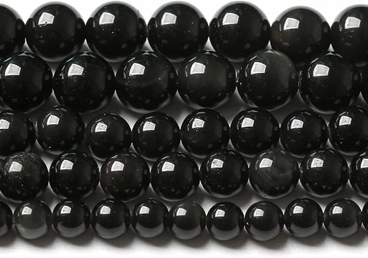 4MM 86PCS Natural Stone Black Obsidian Gemstone Loose Beads for Jewelry Making DIY Bracelet 1 Strand