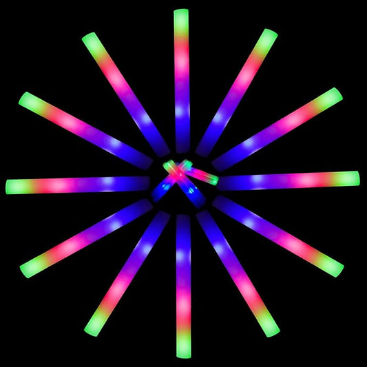 Glow Sticks Bulk 150 Pcs - Light up Foam Sticks with 3 Modes Colorful Flashing Effect, Led Lights Glow in The Dark Party Supplies for Wedding Concert Raves Halloween Christmas